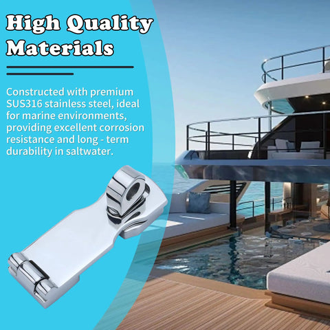 Marine Grade Door Hasp Anti Rattle Boat Latches With Turning Padlock Eye Mount 316 Stainless Steel Heavy Duty Hatch Latch for Yachts
