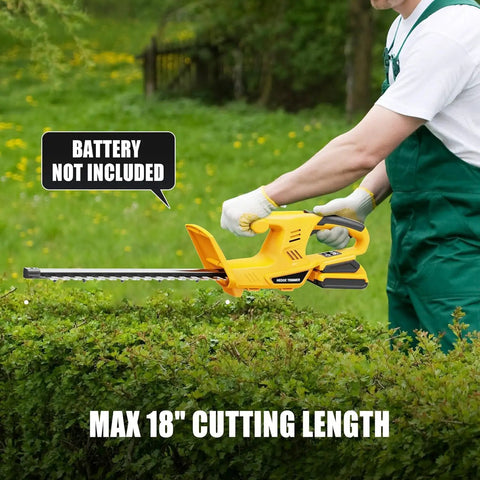 18 Inch Cordless Hedge Trimmer For 20V Max Battery, Lightweight 3.7 Lbs Bush Clipper With Five Eighths Inch Cutting Capacity shown in use