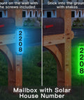 Solar Address Sign With Remote Control LED House Numbers For Outdoor Yard Waterproof Multicolor Plaque displayed on mailbox