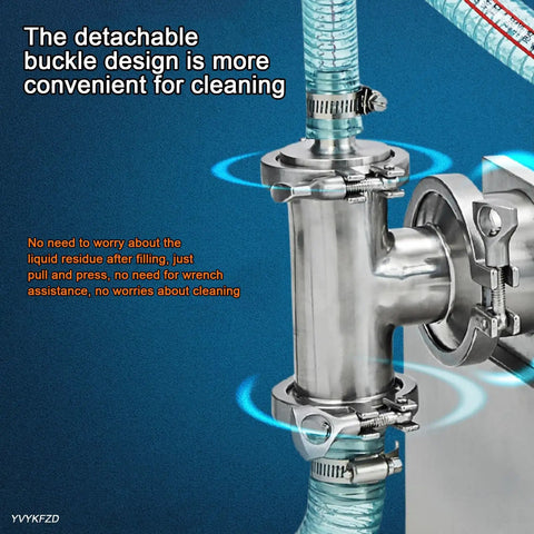 Detachable buckle design on Slick Stainless Steel Pneumatic Piston Bottle Filler Machine for easy cleaning.