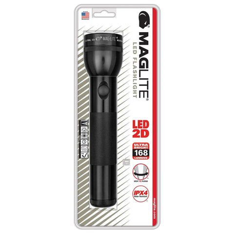 LED 2 Cell D Flashlight In Black That Delivers 134 Lumens, 1,273 Foot Beam, 8 Hour Runtime, Weather Resistant Build, In Package