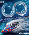 Fast RC Boat For Pool And Lake Hits 20 Plus MPH With 40 Plus Minute Run Time 7 LED Light Modes Self Righting Racing Boat demo
