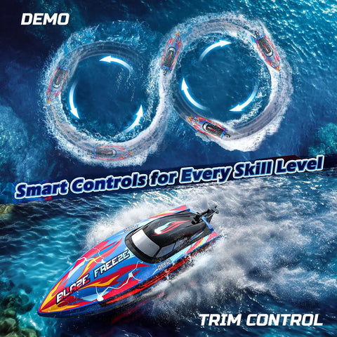 Fast RC Boat For Pool And Lake Hits 20 Plus MPH With 40 Plus Minute Run Time 7 LED Light Modes Self Righting Racing Boat demo