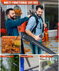Gas Powered Backpack Leaf Blower With 550 CFM And 230 MPH Airflow, 52cc Engine in use for clearing leaves and snow