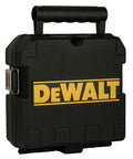 Black hard case with handle and DEWALT logo for Professional Grade Self Leveling Laser Level Built Tough For The Jobsite.