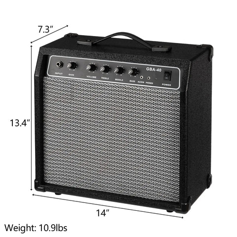 Black 40W Portable Bass Amp with 8 Inch Speaker Retractable Handle Perfect For Practice Or Live Gigs Room Shaking Bass Tone