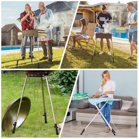 Legit Heavy Duty Folding Table Extenders With Solid Steel Riser Blocks For Immediate Adjustable Height Boosts for grilling outdoors.