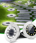 12 LED Solar Ground Lights Waterproof In Ground Disk Pathway Lights For Yard Garden Lawn Patio Walkway Pool 8 Pack