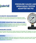 HeadChecker Sprinkler Head Tester With 160 PSI Gauge Dial Indicator And Female Nozzle Adapter for water pressure readings
