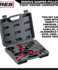 Harmonic Balancer Puller Kit For Cars And Trucks With Adjustable 3-Jaw Design in open case displaying tools