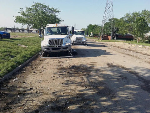 Rig Ready Magnetic Road Sweeper That Knocks Nails And Scrap Metal Out Of The Way On Job Sites Uses Simple Hang Bracket To Sweep A Bold 72 Inch Track Daily Saves Your Tires And Keeps Pavement Pristine, in action on a job site.
