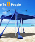 10x10 Ft Beach Tent Sun Shelter UPF50 Plus With 8 Sandbags And 4 Aluminum Poles Windproof Beach Canopy set up on sand