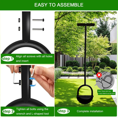 Steps to assemble 41 Inch Manual Lawn Edger With Two Replaceable Blades And T Grip Handle For Yard Garden Landscaping Sidewalk And Flower Bed Built From Rust Resistant Steel For Pro Grade Durability And Easy To Use