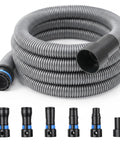 16 Ft Beefed Up Pro Grade Heavy Duty TPE Shop Vac Hose Extension Kit With 1-1/4 Inch Diameter And 6 Adapters for dust collection