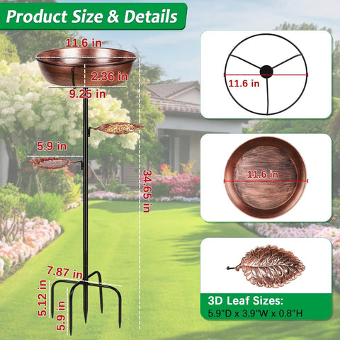 Bronze Metal Bird Bath For Outdoors With Removable Bowl And Heavy Duty Stand Built Tough Rust Proof Garden Feeder And Decor Easy To Install Winter Bird Bath For Yard Weather Resistant