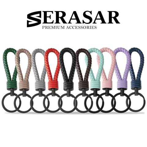 Premium Leather Keychain With Stainless Steel Ring And Extra Key Rings For Cars, Motorcycles, Bicycles in various colors