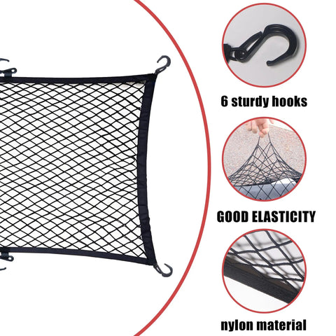 Heavy Duty Elastic Cargo Net For Folding Wagons And Utility Carts, Expandable From 35.5 By 23.6 Inches To 71 By 47 Inches, 6 Hook Nylon Net