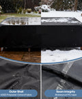Heavy Duty Outdoor Furniture Cover for Rectangular Patio Table and Chairs, 600D UV Resistant and Waterproof, seams and material details