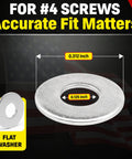 Dang Tough Number Four Stainless Flat Washers Crafted From Top Shelf Eighteen Eight Alloy For Flawless Corrosion Defense And Rock Solid Grip On Every Weekend Building Project, 0.312 inch washer.
