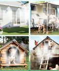 Outdoor Misting System With 26 Foot Hose, 7 Brass Nozzles, Three Quarter Inch Brass Adapter And Programmable Water Timer cooling patios, RV, dog house, and chicken coop.