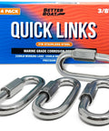316 Stainless Steel Locking D Shape Chain Link Clips Four Pack Heavy Duty Quick Links Threaded Connectors packaging and links