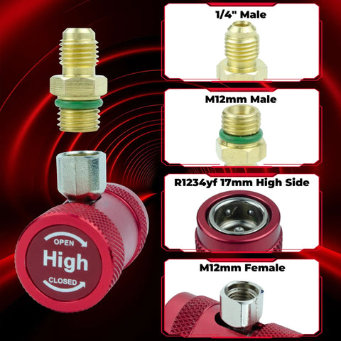 R1234yf Quick Coupler Adapter Kit With High And Low Pressure Fittings For Easy Evacuation And Recharging Of Automotive AC Systems