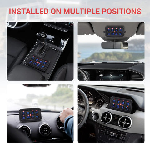 8 Gang Switch Panel With Blue LED Touch Control For Trucks ATVs UTVs Boats And Campers installed in vehicle interiors