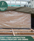 Waterproof Canvas Tarp Cover 21oz Heavy Duty Duck Cloth Waxed Tarpaulin With Rustproof Brass Grommets For Camping Construction Equipment And Outdoor Use 10x12 Ft Olive Drab covering construction materials on a truck bed