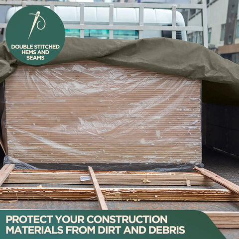 Heavy Duty Waxed Canvas Tarp Cover 21oz Duck Cloth 8x10 Ft Olive Drab with Rustproof Brass Grommets Built To Last covering construction materials