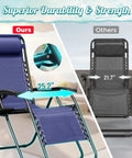Two Blue Zero Gravity Lounge Chairs Set With Cup Holders And Pillows, No Assembly Needed, wider seat comparison with other chair