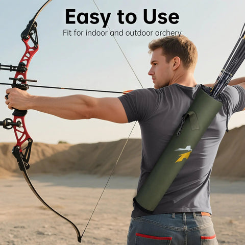 Archer using a Dual Carry Archery Arrow Quiver For Hip And Back, Quick-Detach Silent Buckle, Foldable Ultra Lightweight 200g.