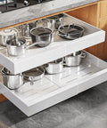 Two Pack Zero Fuss Pull Out Cabinet Organizers Built Like A Tank Smooth As Butter Roll Out Shelves with cookware
