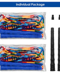 Double Dutch Jump Rope Set 16.4 Ft 2 Pack With Beaded Plastic DIY Segmented Rope Long Enough For 5 To 6 Jumpers Includes Extra Handles And Bearings Great For Kids And Adults Blue in packaging with extra handles