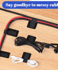 100 Pcs Self Adhesive Hook And Loop Cable Ties For Desk And Home Office Adjustable Cord Organizer managing cables on wood