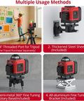 16 Line Green Laser Level With 4x360 Degree Coverage Self Leveling Remote Control Class 2 Less Than 1mW Power Output 98 Feet Range Ideal For Construction Indoor Renovation DIY Projects on tripod and brackets