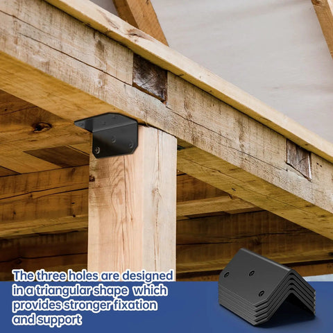 Badass Galvanized L Brackets For Wood 2X4 Inch Corner Braces Heavy Duty Angle Hardware For Deck Framing And Thick Beam Support mounted on timber.