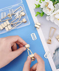 Gold-tone turn-lock purse clasps, 2.1-inch, 6-piece set with shims for handbag making