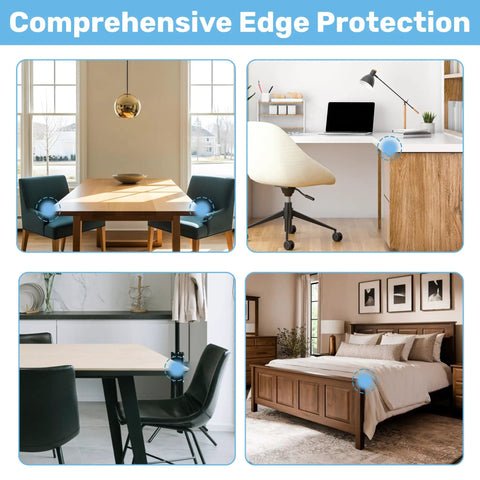 Heavy Duty Large Table Corner Protectors And Universal Edge Guards For Babies on dining and desk edges for safety.