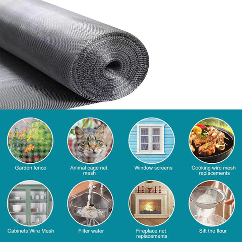 Stainless Steel Window Screen Roll 36x200 Inches With Stab-Resistant Gloves Pet Proof Mesh Replacement For Home And Office DIY-Friendly 304
