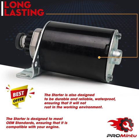 Beefed Up Drop In Starter Motor Replacement for John Deere Riding Lawn Mower GX85 and D Series Models, side view.