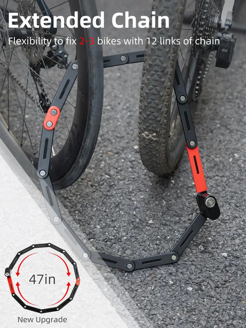 Folding Bike Lock 120 Cm Long With 2 Keys Heavy Duty Security Lock For E Bike And Electric Scooter Anti Theft Durable Alloy Steel For Motorcycle Outdoor City Cycling And Daily Commute