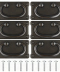 Kick Your Furniture Up A Notch With These Slick Matte Black Ring Pulls 3 Inch Center To Center Dresser Handles 6 Pack Vintage Farmhouse Cabinet Knobs Mission Style Heavy Duty Hardware, showing six matte black ring pulls with screws.