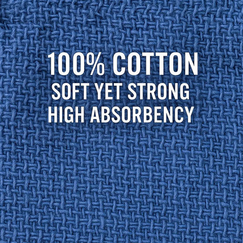 Blue 100 Percent Cotton Huck Towels For Window Cleaning Bulk Pack Ten Pound Box Highly Absorbent Glass Cleaning Rags Detail