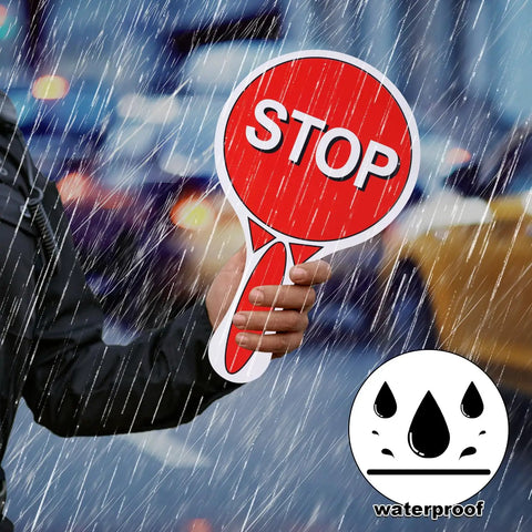 Two Sided Stop And Go Handheld Sign Kit With Handle Waterproof Plastic Traffic Sign For Crossing Guards Street Safety