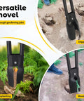 Heavy Duty Post Hole Digger With 55 Inch Handle And Dual Sharp Blades used for digging, transplanting, and weeding in garden