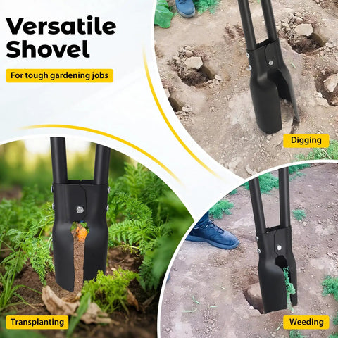 Heavy Duty Post Hole Digger With 55 Inch Handle And Dual Sharp Blades used for digging, transplanting, and weeding in garden