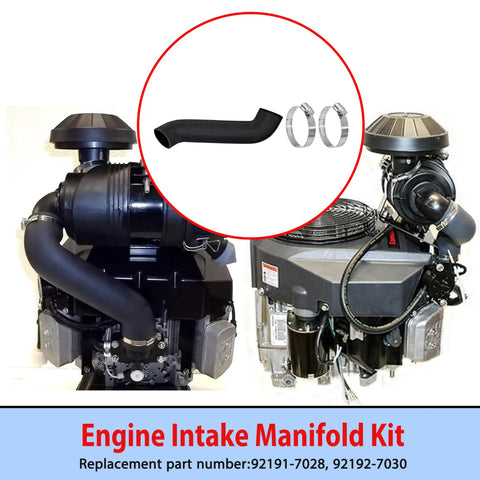Ultimate Drop In Engine Intake Manifold Kit bolts to Kawasaki and Cub Cadet engines, includes rubber pipe and clamps.