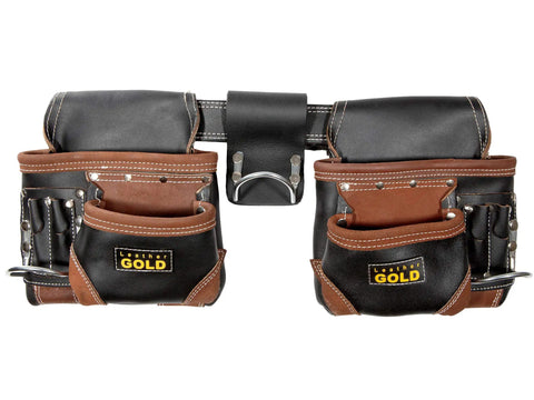 Genuine Leather Framer Tool Belt With 10 Sliding Pouches And 3 Hammer Holders Built Tough For Construction Work All Day Comfort
