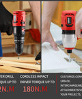 20V Brushless Cordless Drill And Impact Driver Combo Kit With 2 In 1 Interchangeable Heads in use on furniture