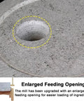Enlarged feeding opening on the Rock Solid Manual Granite Stone Grain Mill With Wooden Base And Hand Crank Heavy Duty Grinder